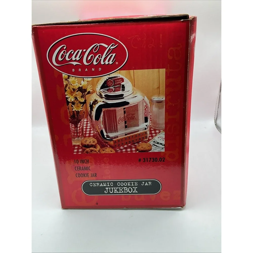 Vintage 2000 Coca-Cola Jukebox Shiny Silver Cookie Jar by Gibson, NIB